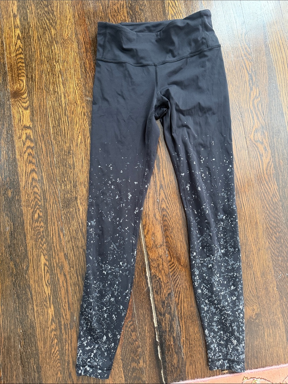 Lululemon Black mid-rise Leggings with White Speckle Ombre